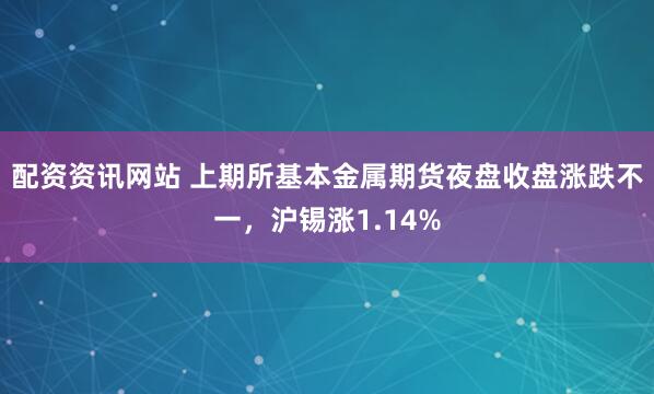 配资资讯网站 上期所基本金属期货夜盘收盘涨跌不一，沪锡涨1.14%